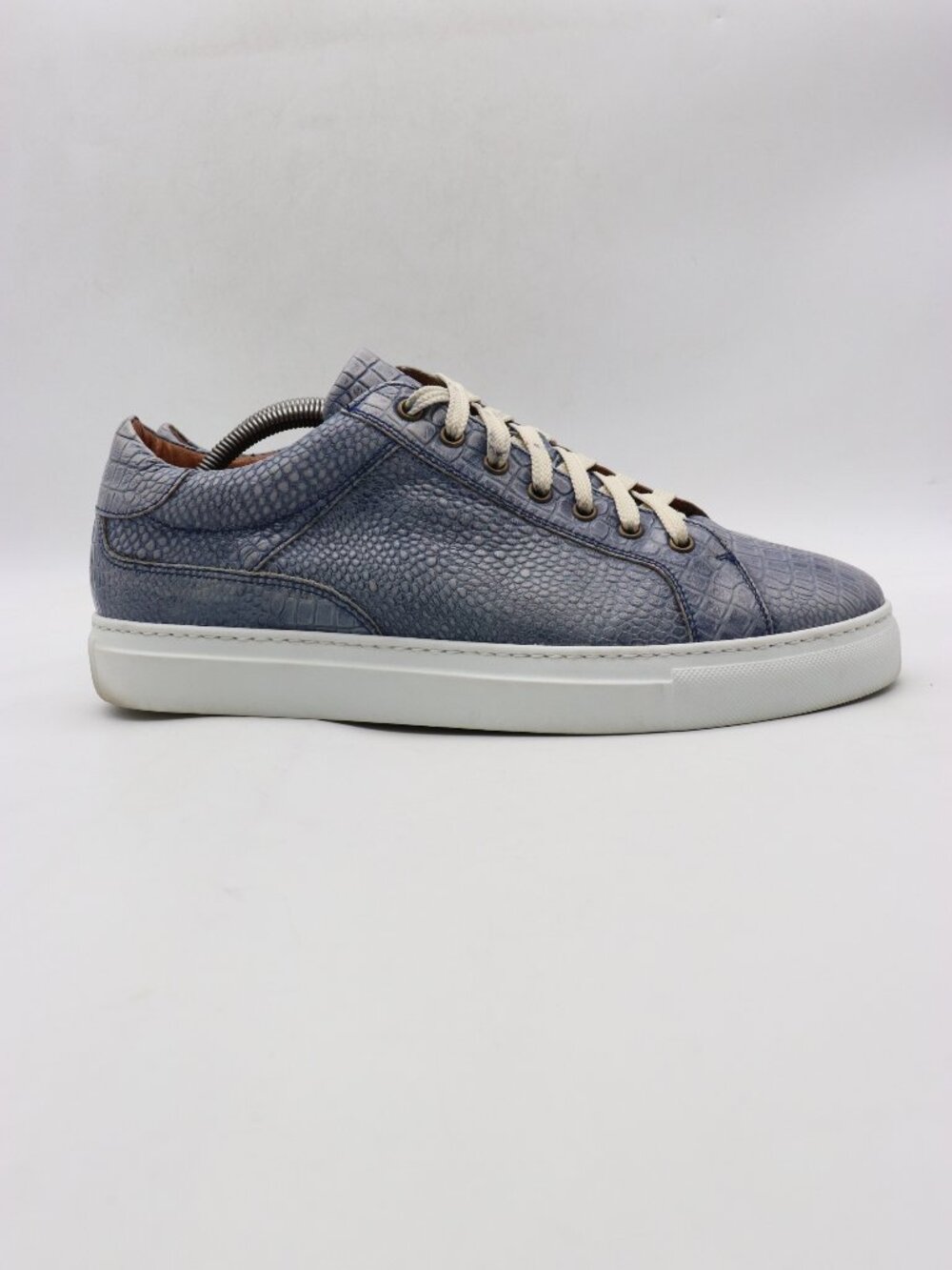 Donald J Pliner Shoes Men's 11 M Blue Leather Alligator Croc Print Low Top Italy